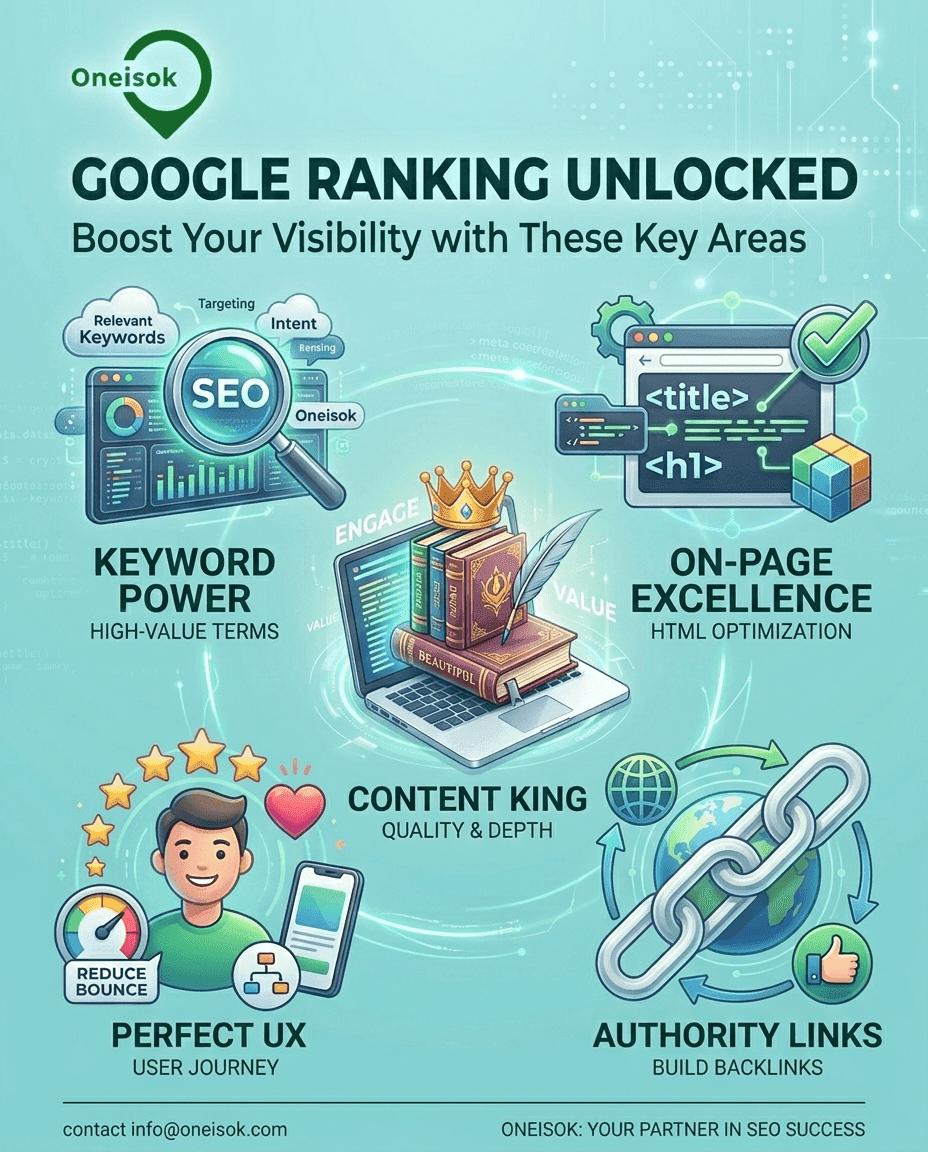 Google Ranking Unlocked: Boost Your Visibility with These 5 Key SEO Areas